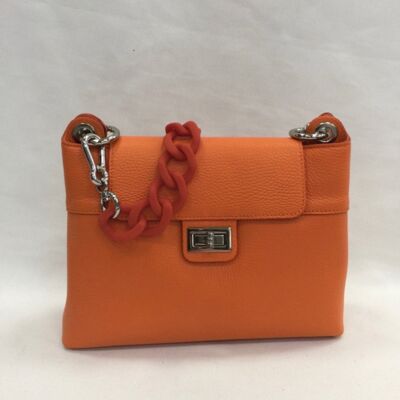 Parma Chain Bag Orange Leder Umhängetasche