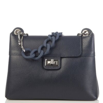 Sac à bandoulière en cuir bleu Parma Chain Bag