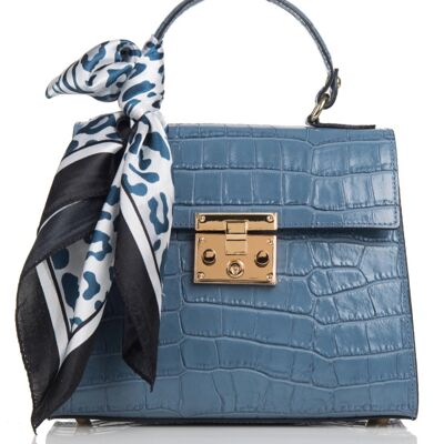 Firenze Croco Bag Hellblau Echtleder