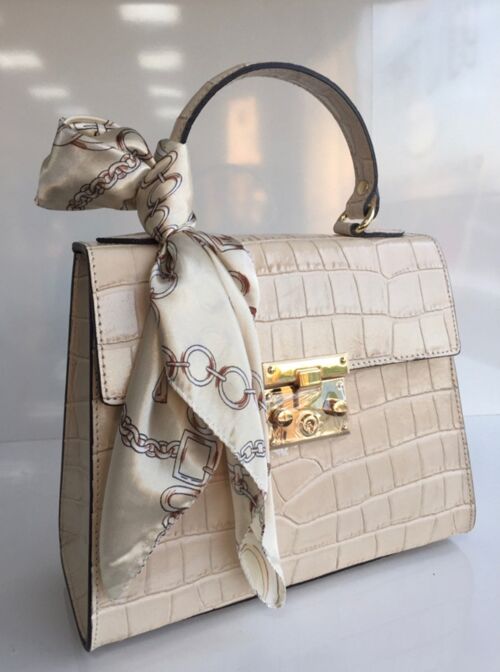 Firenze  Croco Bag Ivory Real Leather