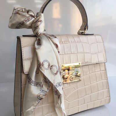 Firenze  Croco Bag Ivory Real Leather