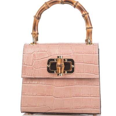 Sac Venezia Cuir Rose Poudré Bambou