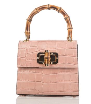 Sac Venezia Cuir Rose Poudré Bambou