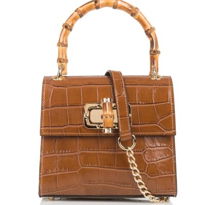 Venezia Bag Cognac Leather Bamboo