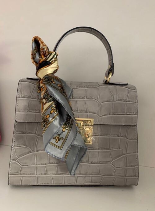 Firenze Croco Bag Grey Real Leather
