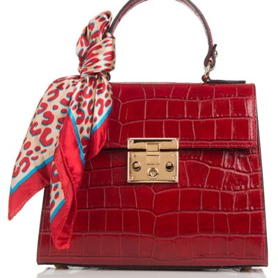 Firenze Croco Bag  Red Real Leather