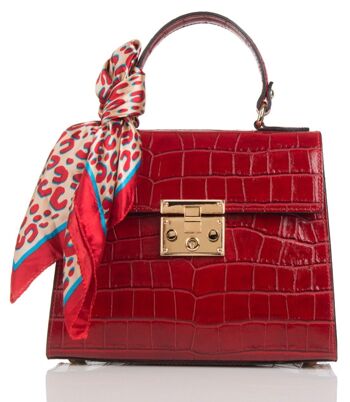 Firenze Croco Sac Rouge Cuir Véritable