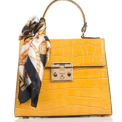 Firenze Croco Bag Yellow Real Leather