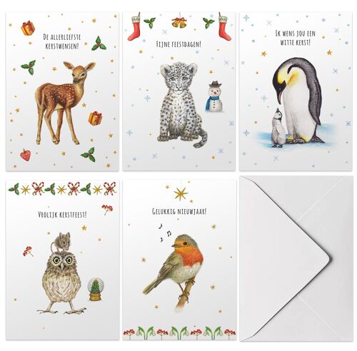 10 Dutch Christmas cards with envelope