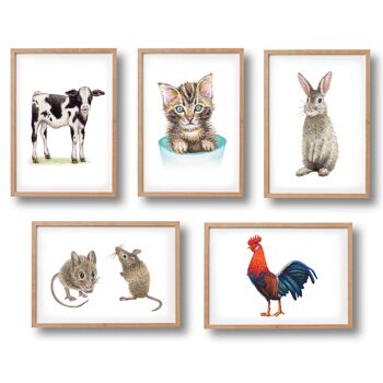 5 affiches animaux de la ferme - format A4 - chambre enfants / crèche bébé 1
