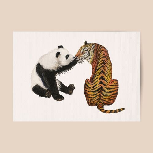 Poster panda and tiger - A4 or A3 size - kids room / baby nursery