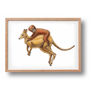 Affiche kangourou et singe - format A4 ou A3 - chambre enfant / crèche bébé 2