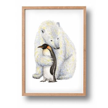 Affiche ours polaire et pingouin - format A4 ou A3 - chambre enfants / crèche bébé 2