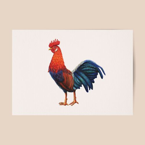 Poster rooster - A4 or A3 size - kids room / baby nursery