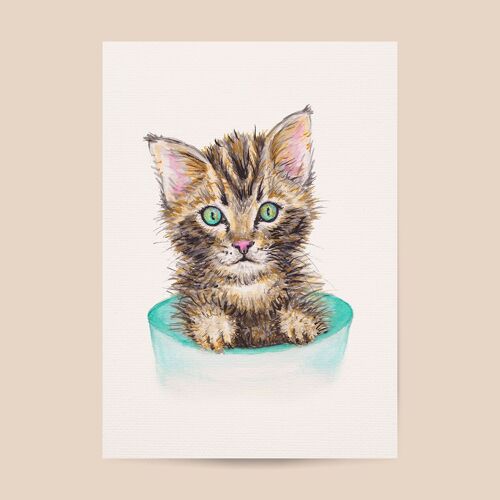 Poster cat - A4 or A3 size - kids room / baby nursery