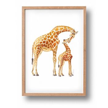 Affiche girafe - taille A4 ou A3 - chambre d'enfants / crèche de bébé 2