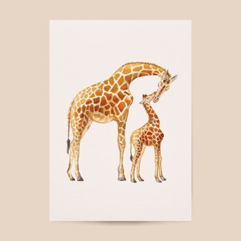 Affiche girafe - taille A4 ou A3 - chambre d'enfants / crèche de bébé 1