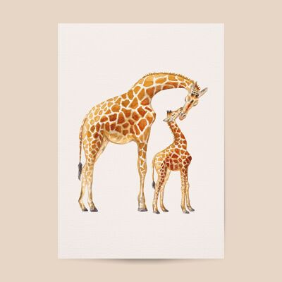 Affiche girafe - taille A4 ou A3 - chambre d'enfants / crèche de bébé