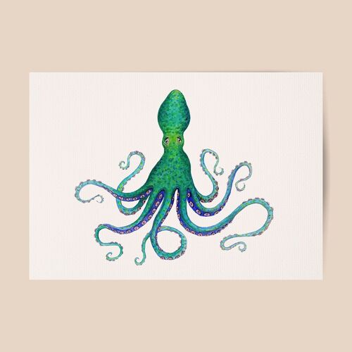 Poster octopus - A4 or A3 size - kids room / baby nursery