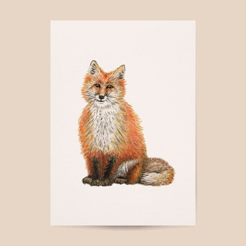 Poster fox - A4 or A3 size - kids room / baby nursery