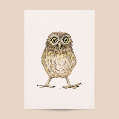 Poster owl - A4 or A3 size - kids room / baby nursery