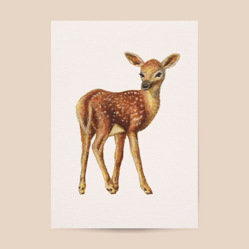 Poster deer - A4 or A3 size - kids room / baby nursery