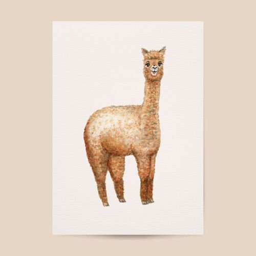 Poster alpaca - A4 or A3 size - kids room / baby nursery
