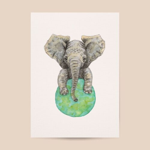 Poster elephant - A4 or A3 size - kids room / baby nursery