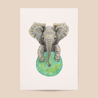 Poster elephant - A4 or A3 size - kids room / baby nursery