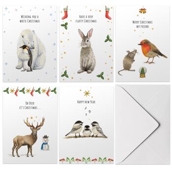 10 cartes de Noël pliées avec texte en anglais avec enveloppe 1