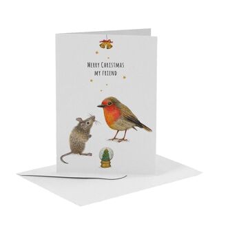 10 cartes de Noël pliées avec texte en anglais avec enveloppe 3