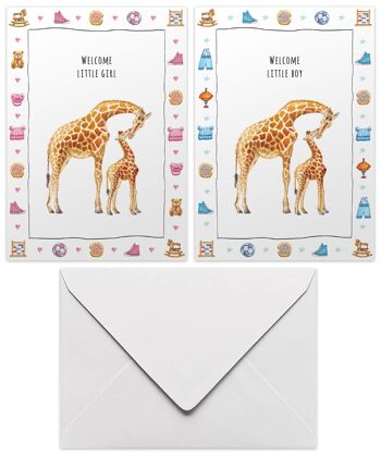 10 cartes de voeux bébé girafe avec enveloppe 2