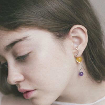Color Block silver earrings