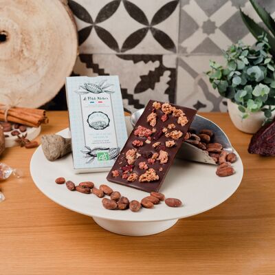 Tablette chocolat noir bio au muesli aux fruits rouges