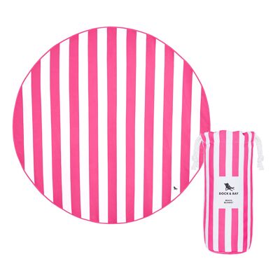 Towel - Beach - Round - Round Stripe - Phi Phi Pink