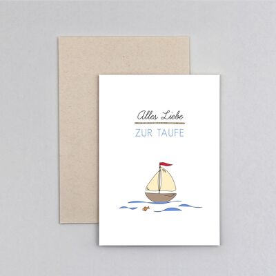 Christening card boat Johannes