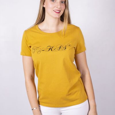 Tee-shirt femme coton bio illust jaune ky-kas