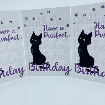 Tarjeta de cumpleaños linda del gato - AMAPOLA con Have a Purrfect Birthday