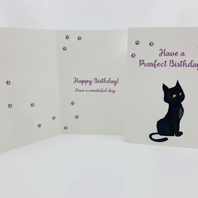 Cat A6 Birthday Card with Peel and Stick Envelope - POPPY