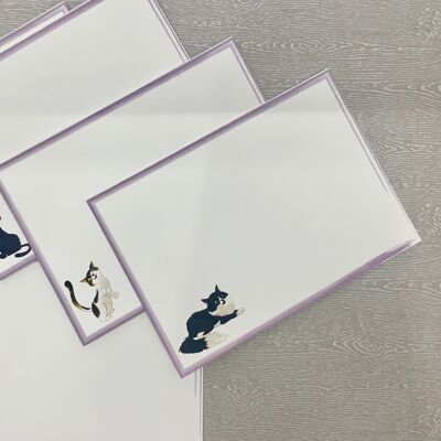 Correspondence Cards with Lilac Lined Border, 10 Animal A6 Postcards with Envelopes