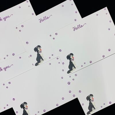 Cute Dog A6  6 Notecards Set with Envelopes and Belly Band.  Perfect to keep in touch.  Hello Thank You and plain for your own message!