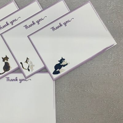 Thank you Cards with Lilac Border, 10 Animal A6 Postcards with Envelopes