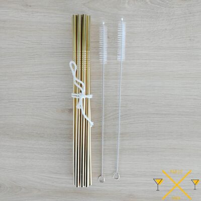 Straight STAINLESS STEEL straws - Gold