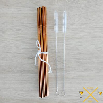 Straight stainless steel straws - Copper