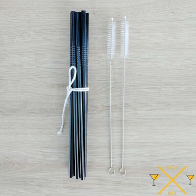 Straight Stainless Steel Straws - Black