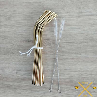 Curved STAINLESS STEEL straws - Gold
