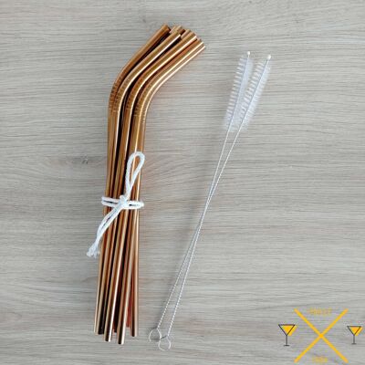 Curved STAINLESS STEEL straws - Copper