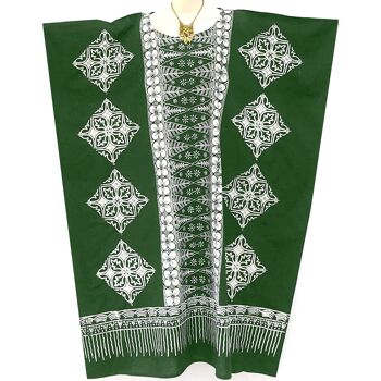MALAYA Robe longue batik caftan 100% coton - vert 2