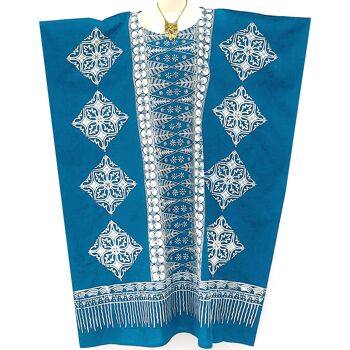 MALAYA Robe longue batik caftan 100% coton - bleu 2