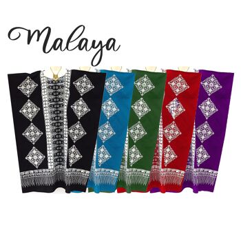 MALAYA Robe Caftan Longue Batik 100% Coton - violet 1